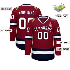 Crimson White-Navy Classic Hockey Jersey 2