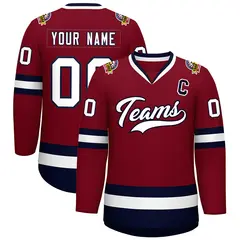 Crimson White-Navy Classic Hockey Jersey 1