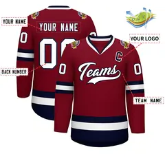 Crimson White-Navy Classic Hockey Jersey 2