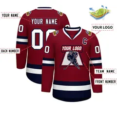 Crimson White-Navy Classic Hockey Jersey 2