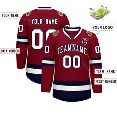 Crimson White-Navy Classic Hockey Jersey 2