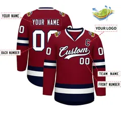 Crimson White-Navy Classic Hockey Jersey 2
