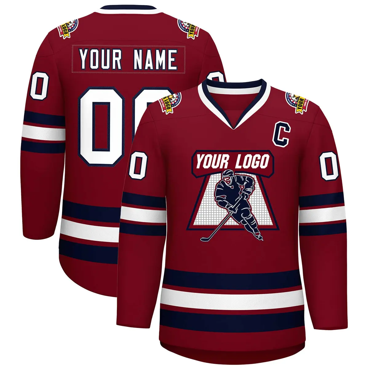 Crimson White-Navy Classic Hockey Jersey