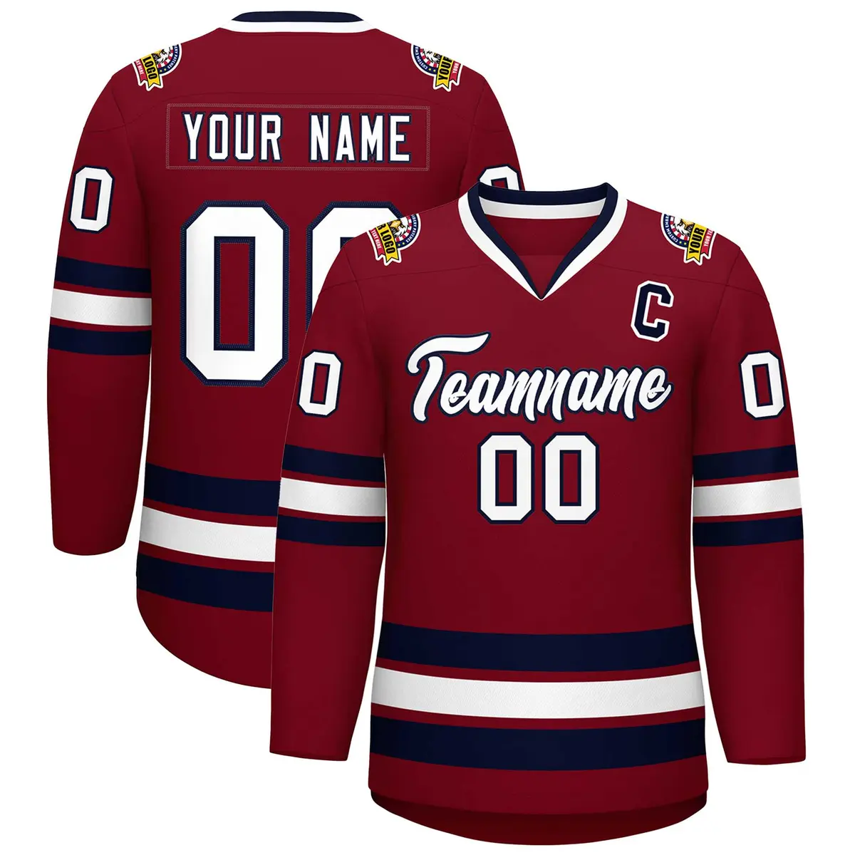 Crimson White-Navy Classic Hockey Jersey