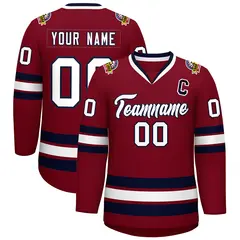 Crimson White-Navy Classic Hockey Jersey 1