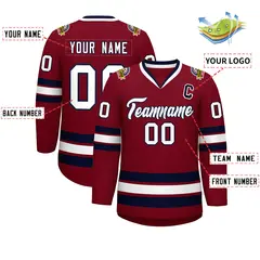 Crimson White-Navy Classic Hockey Jersey 2