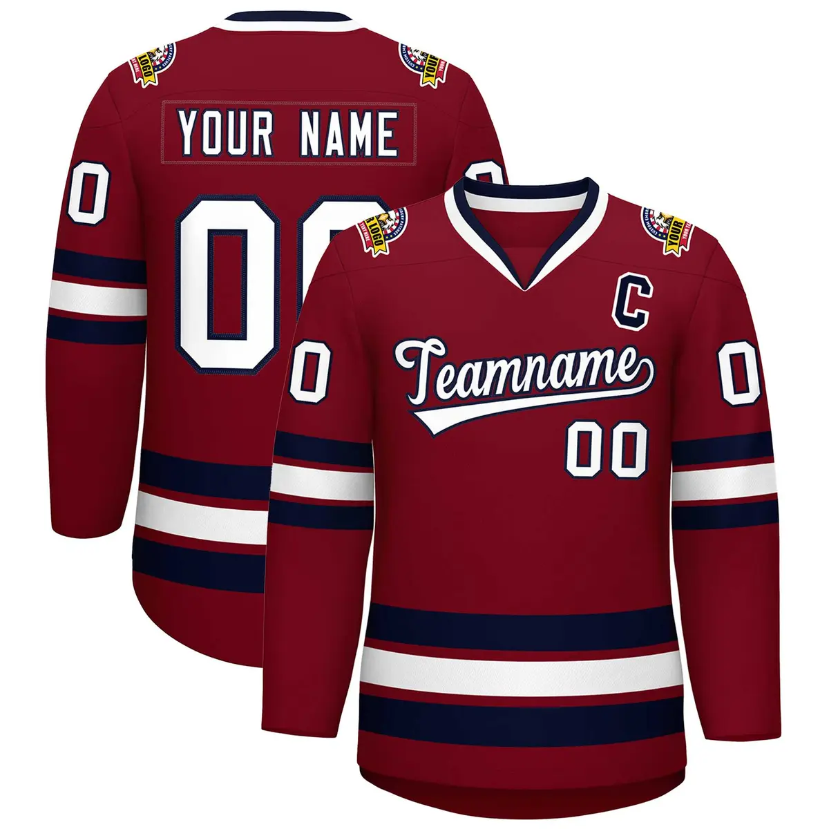 Crimson White-Navy Classic Hockey Jersey