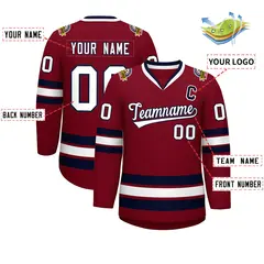 Crimson White-Navy Classic Hockey Jersey 2