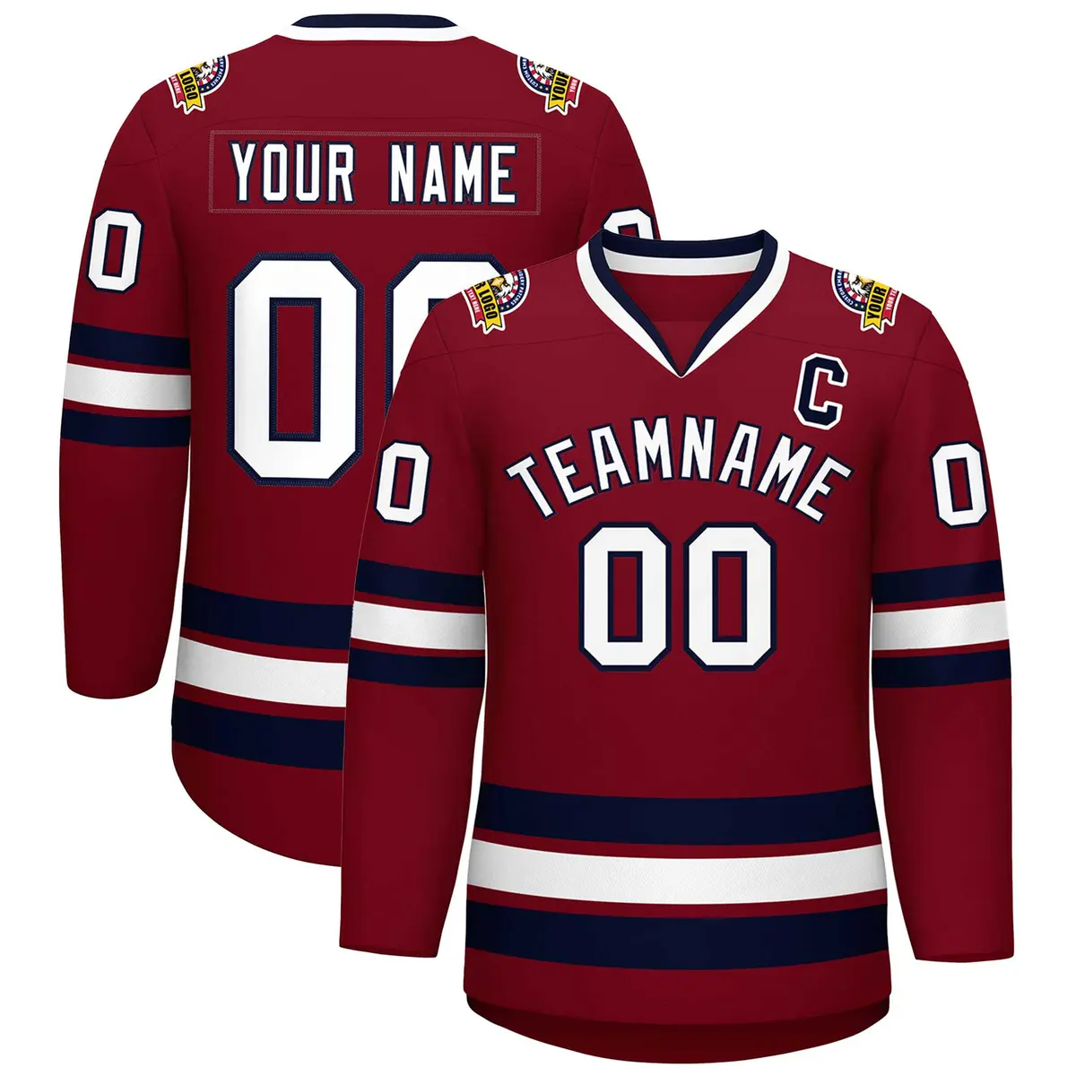 Crimson White-Navy Classic Hockey Jersey