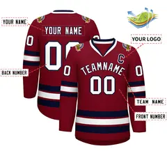 Crimson White-Navy Classic Hockey Jersey 2