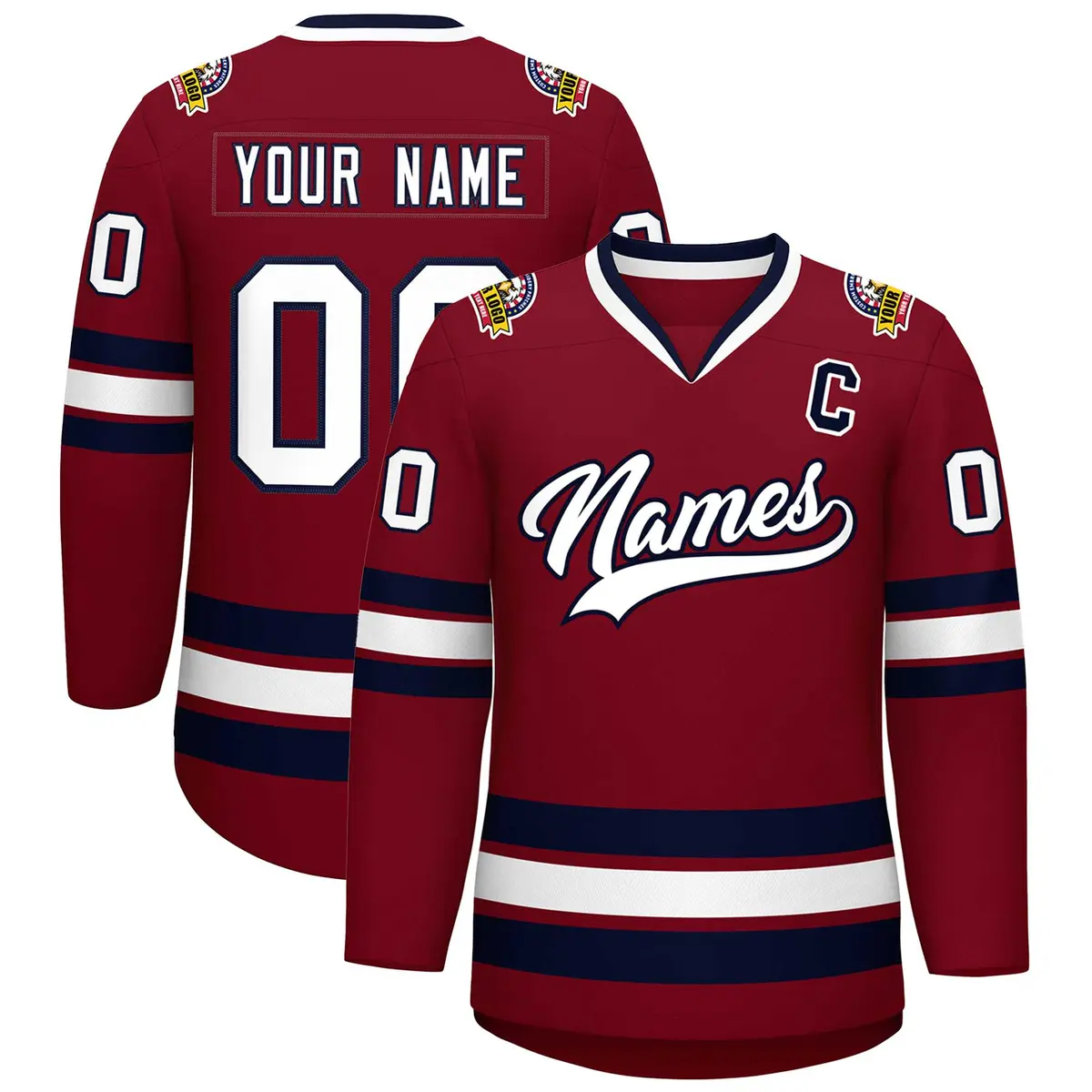 Crimson White-Navy Classic Hockey Jersey