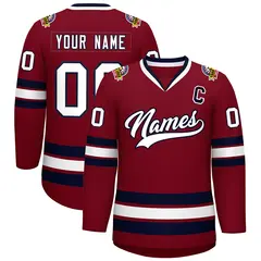 Crimson White-Navy Classic Hockey Jersey 1