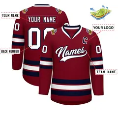 Crimson White-Navy Classic Hockey Jersey 2