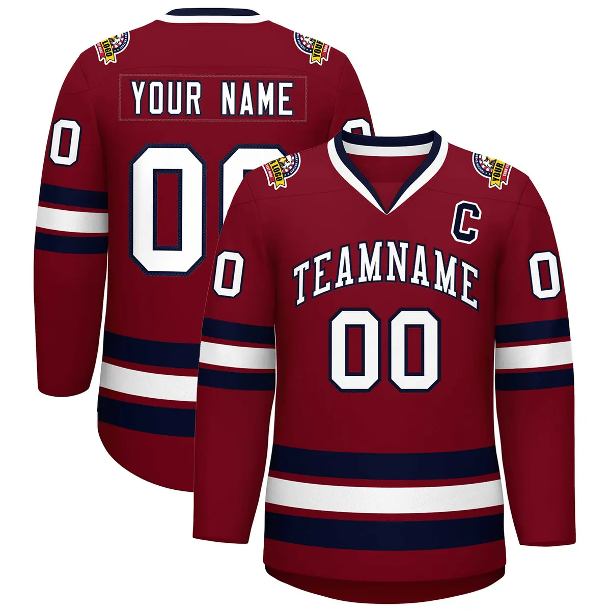 Crimson White-Navy Classic Hockey Jersey