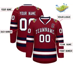 Crimson White-Navy Classic Hockey Jersey 2
