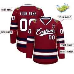 Crimson White-Navy Classic Hockey Jersey 2