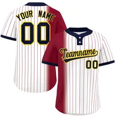 Crimson White-Navy Gradient Stripe Two-Button Softball Jersey 1