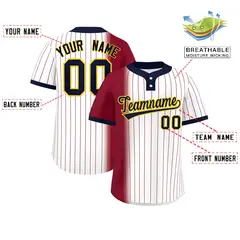 Crimson White-Navy Gradient Stripe Two-Button Softball Jersey 2