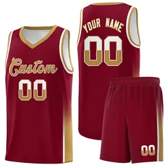 Crimson White Old Gold Two Tone Font Basketball Jersey