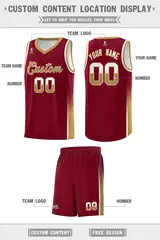 Crimson White Old Gold Two Tone Font Basketball Jersey 2