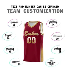 Crimson White Old Gold Two Tone Font Basketball Jersey 3