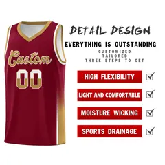 Crimson White Old Gold Two Tone Font Basketball Jersey 4