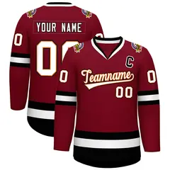 Crimson White Orange-Black Classic Style Hockey Jersey