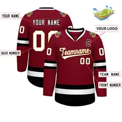Crimson White Orange-Black Classic Style Hockey Jersey 2
