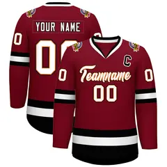 Crimson White Orange-Black Classic Style Hockey Jersey 1