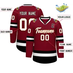 Crimson White Orange-Black Classic Style Hockey Jersey 2