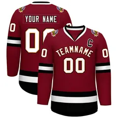 Crimson White Orange-Black Classic Style Hockey Jersey