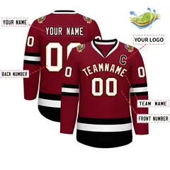 Crimson White Orange-Black Classic Style Hockey Jersey 2