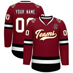 Crimson White Orange-Black Classic Style Hockey Jersey