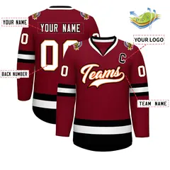 Crimson White Orange-Black Classic Style Hockey Jersey 2