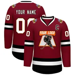 Crimson White Orange-Black Classic Style Hockey Jersey 1