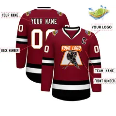 Crimson White Orange-Black Classic Style Hockey Jersey 2