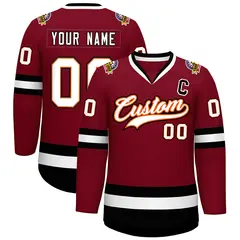 Crimson White Orange-Black Classic Style Hockey Jersey