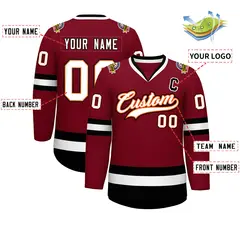 Crimson White Orange-Black Classic Style Hockey Jersey 2
