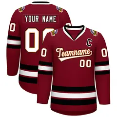 Crimson White Orange-Black Classic Style Hockey Jersey