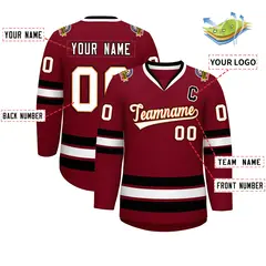 Crimson White Orange-Black Classic Style Hockey Jersey 2
