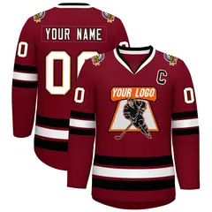 Crimson White Orange-Black Classic Style Hockey Jersey