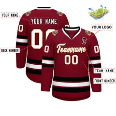 Crimson White Orange-Black Classic Style Hockey Jersey 2