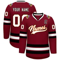 Crimson White Orange-Black Classic Style Hockey Jersey