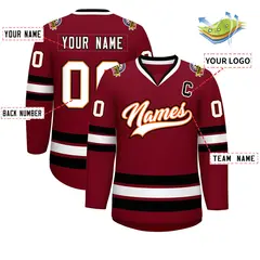 Crimson White Orange-Black Classic Style Hockey Jersey 2