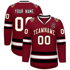 Crimson White Orange-Black Classic Style Hockey Jersey