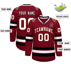 Crimson White Orange-Black Classic Style Hockey Jersey 2