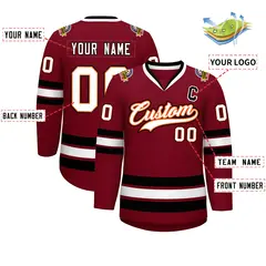 Crimson White Orange-Black Classic Style Hockey Jersey 2
