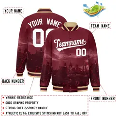 Crimson White Philadelphia Skyline Track Varsity Full-Snap Jacket 2