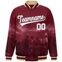 Crimson White Philadelphia Skyline Track Varsity Full-Snap Jacket 3