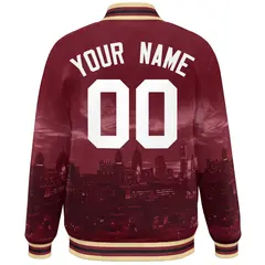 Crimson White Philadelphia Skyline Track Varsity Full-Snap Jacket 4